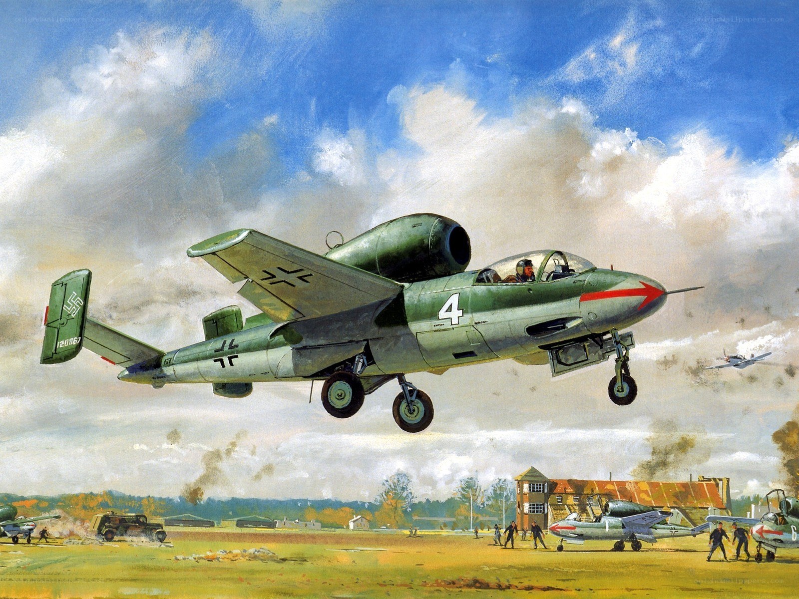 German jet fighter in flight