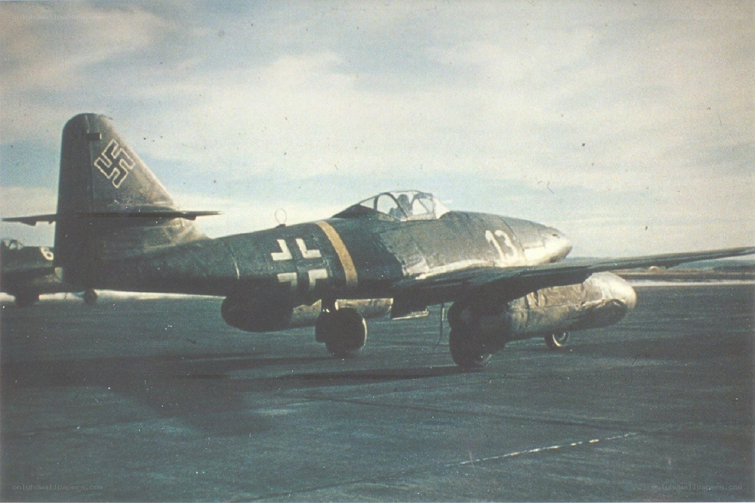 German jet fighter on airfield