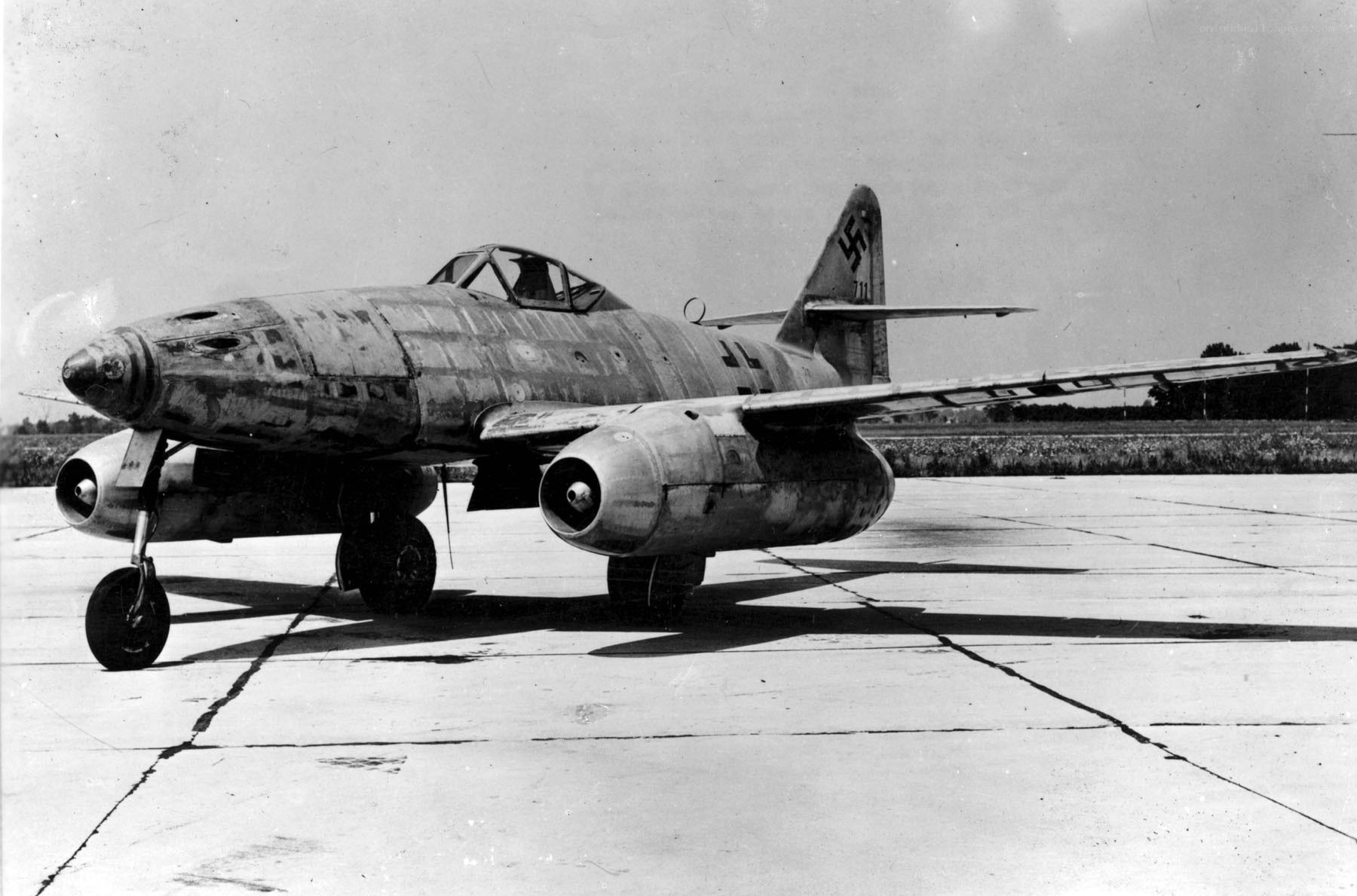 German jet fighter on airfield