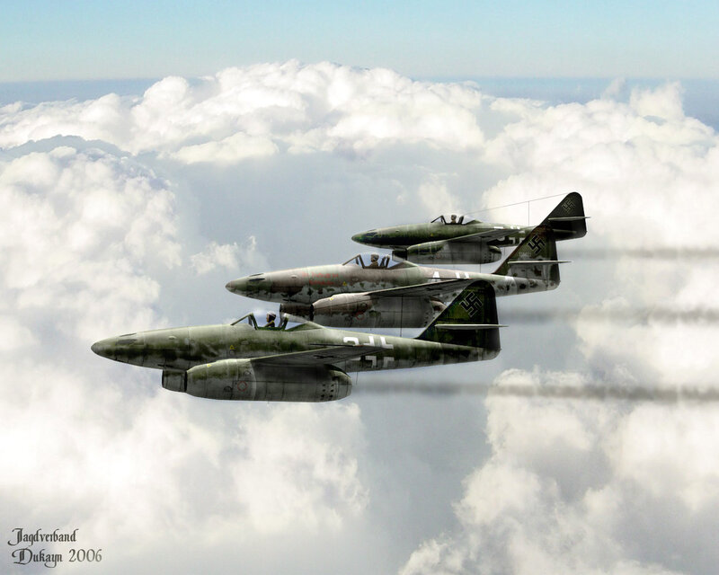 German jet fighters in formation
