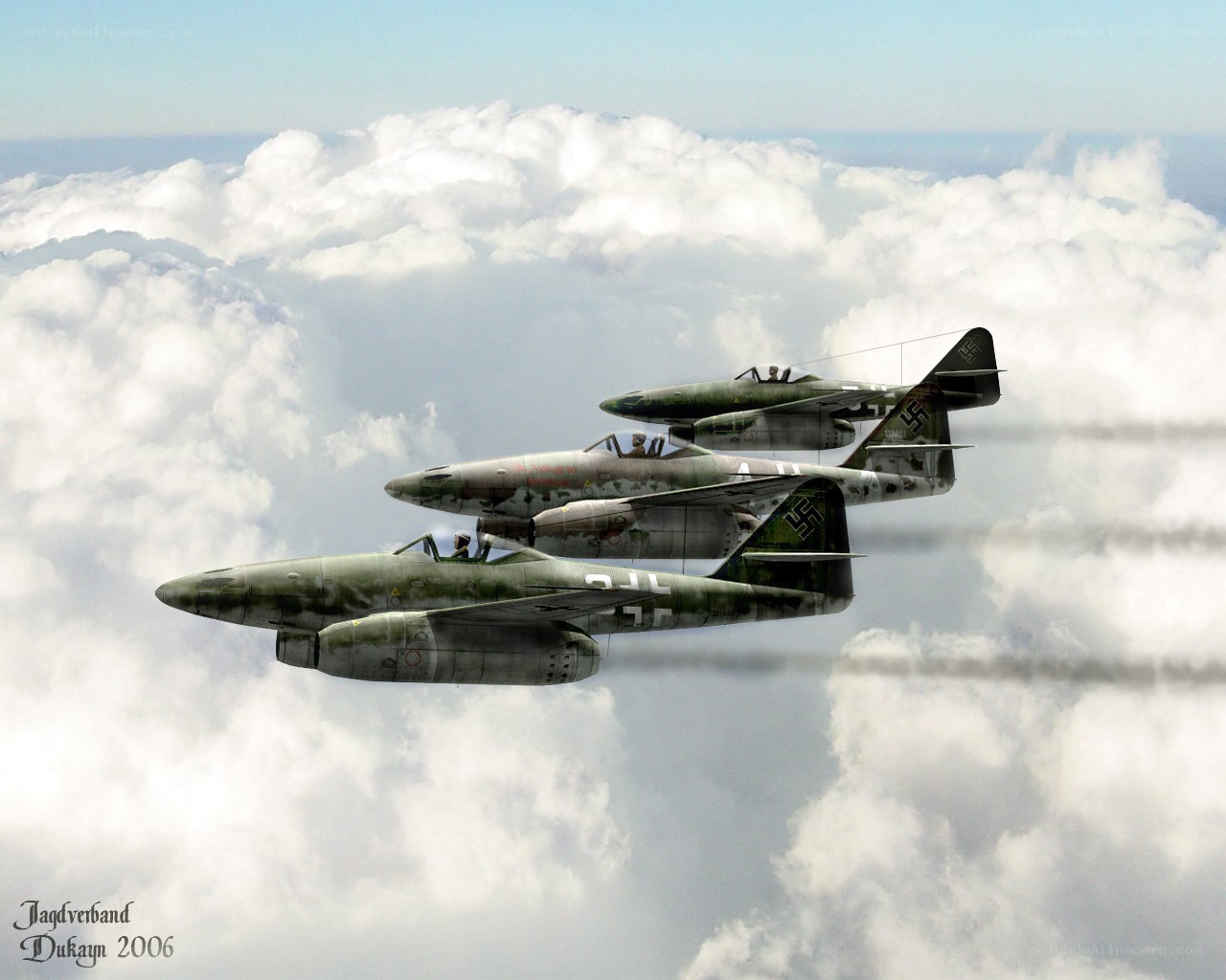 German jet fighters in formation