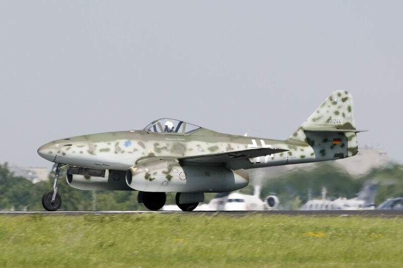German Jet on Runway — Green