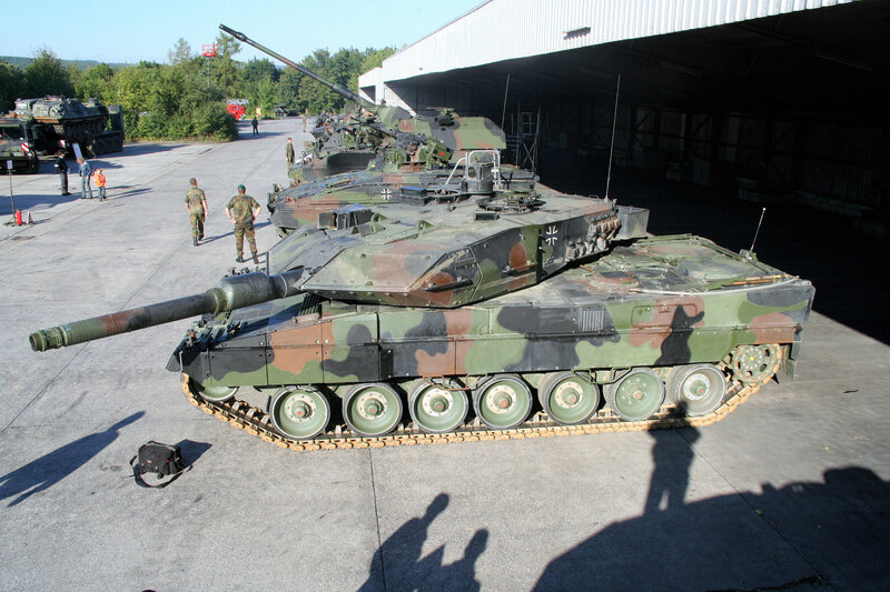 German Leopard tanks on display