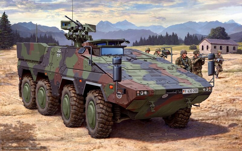 German Military Armored Vehicle — Green, Dramatic
