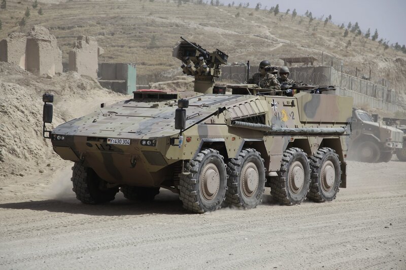 German Military Armored Vehicle — Tan, Dusty