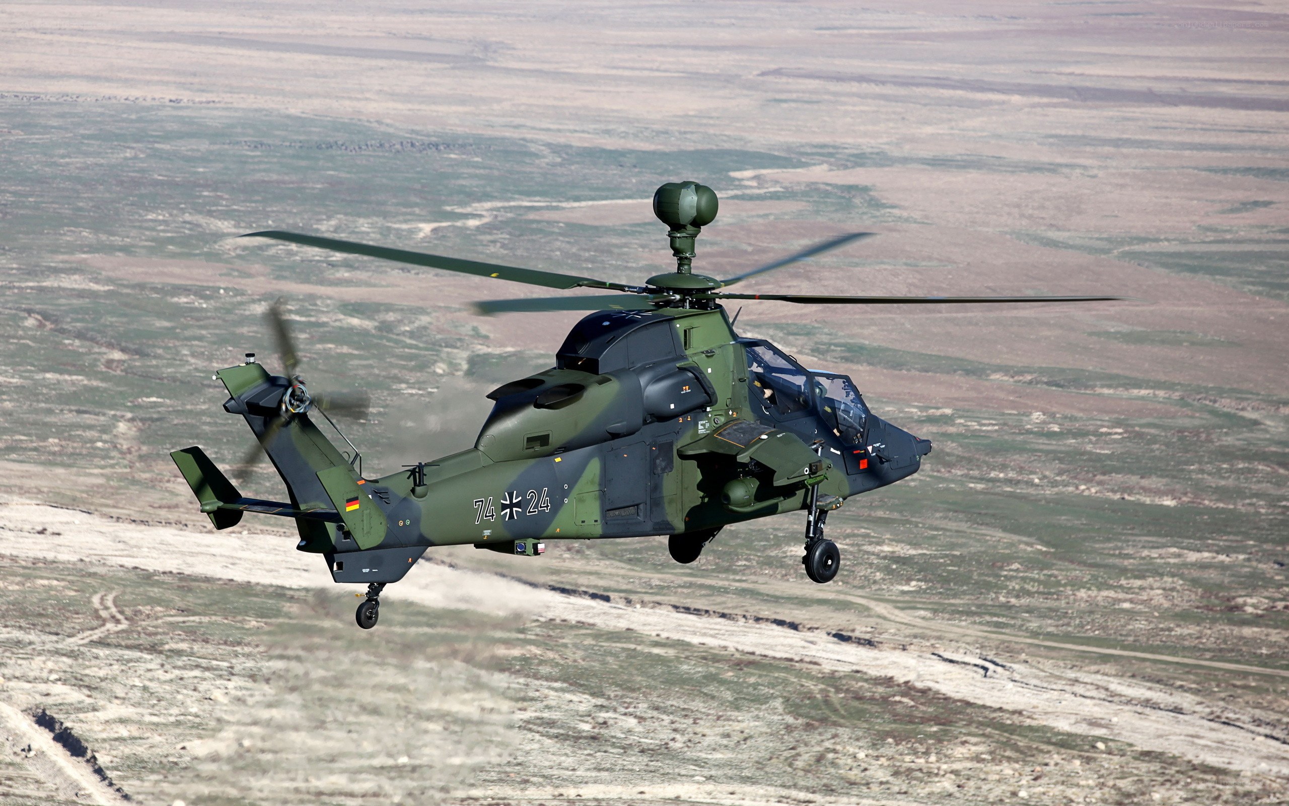 German military helicopter in flight