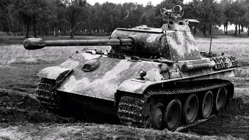 German Panther tank in field