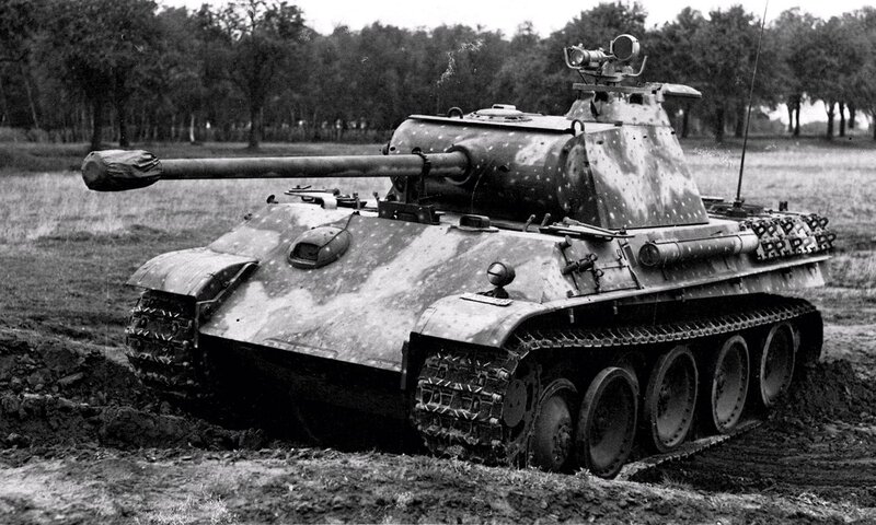 German Panther tank in field