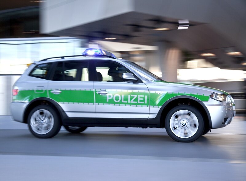 German police car in motion