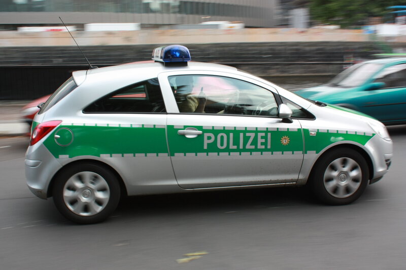 German police car in motion