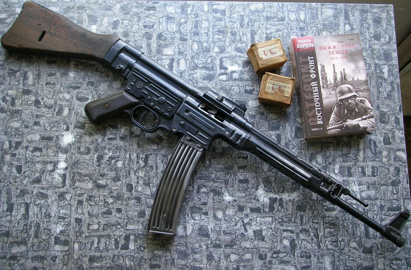 German rifle with book and ammo