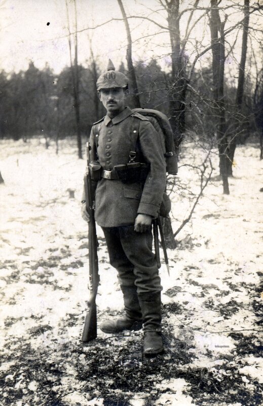 German soldier in winter forest