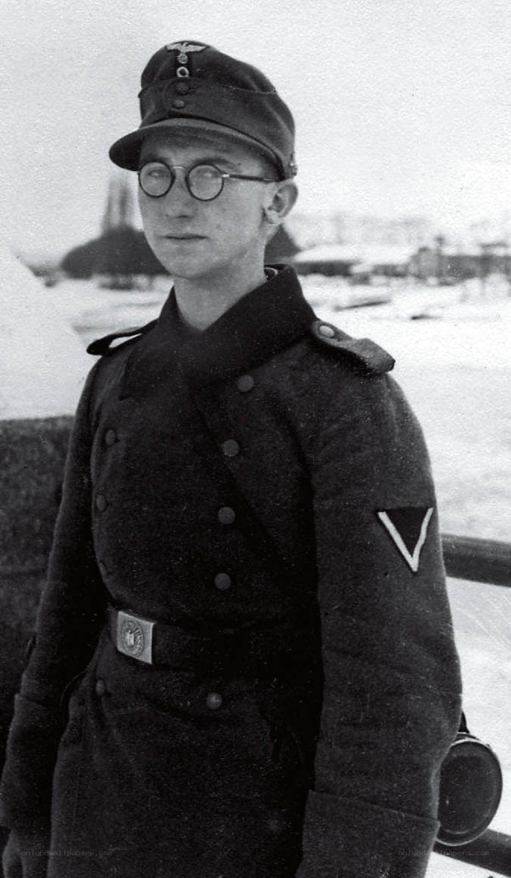 German soldier in winter uniform