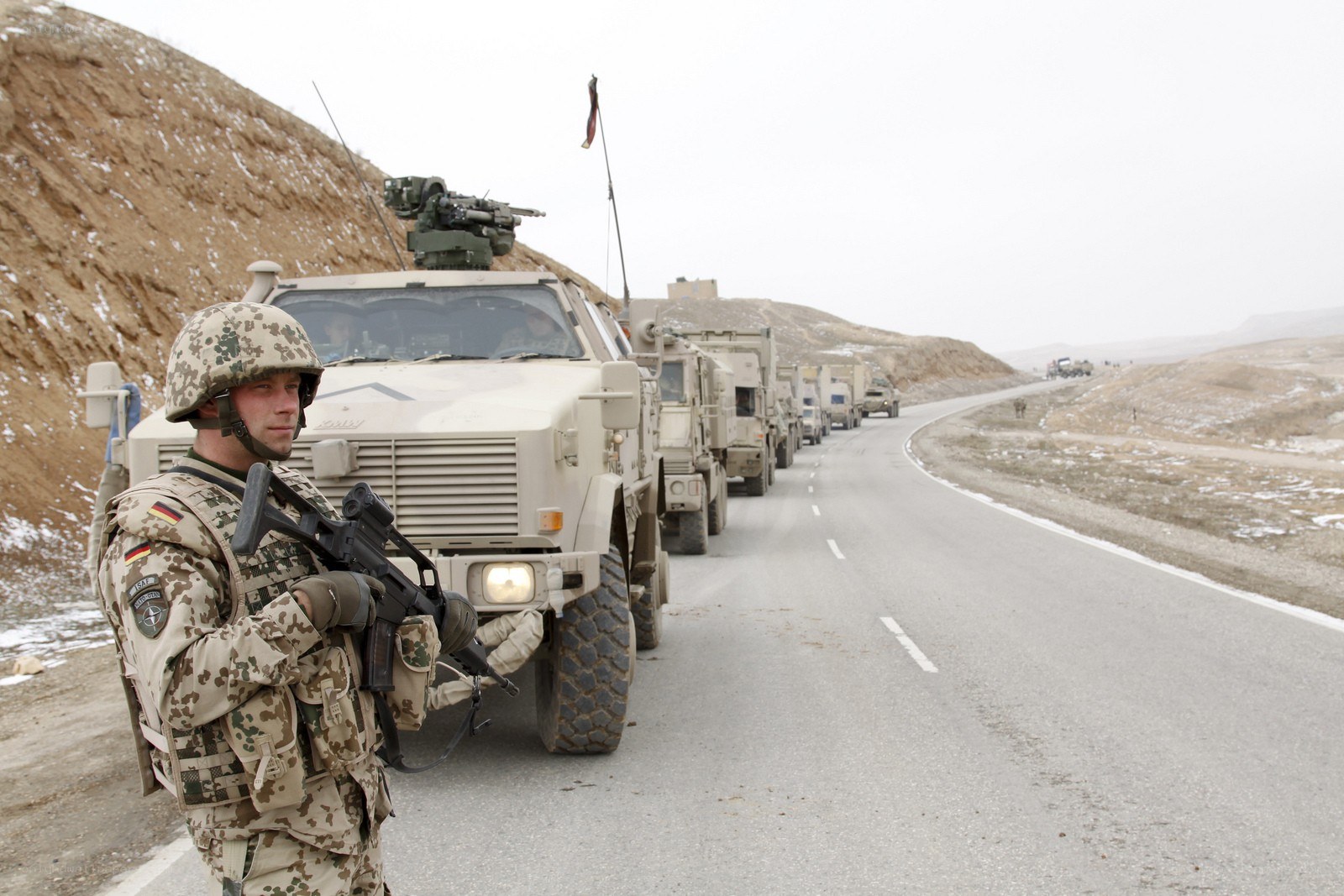 German soldier with convoy