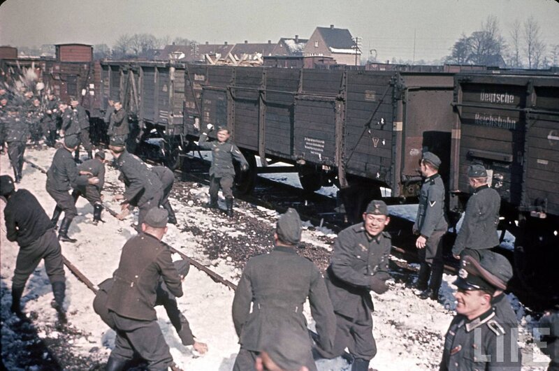German soldiers at train station
