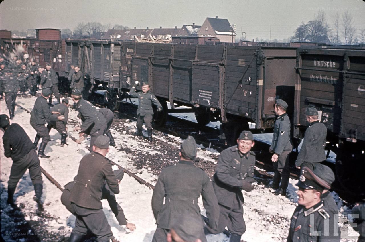 German soldiers at train station