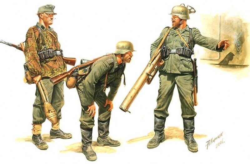 German Soldiers in Combat — Green, Dramatic