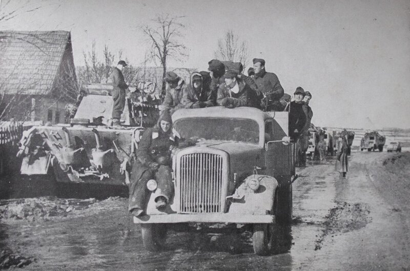 German soldiers in truck convoy
