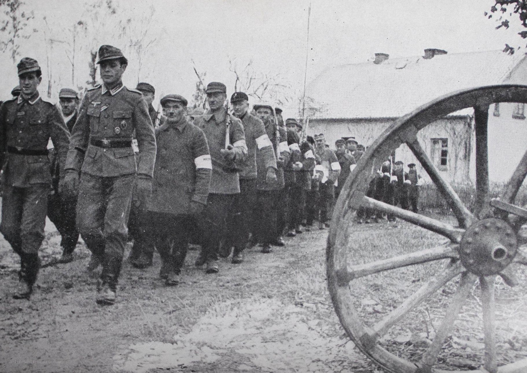 German soldiers marching in a line