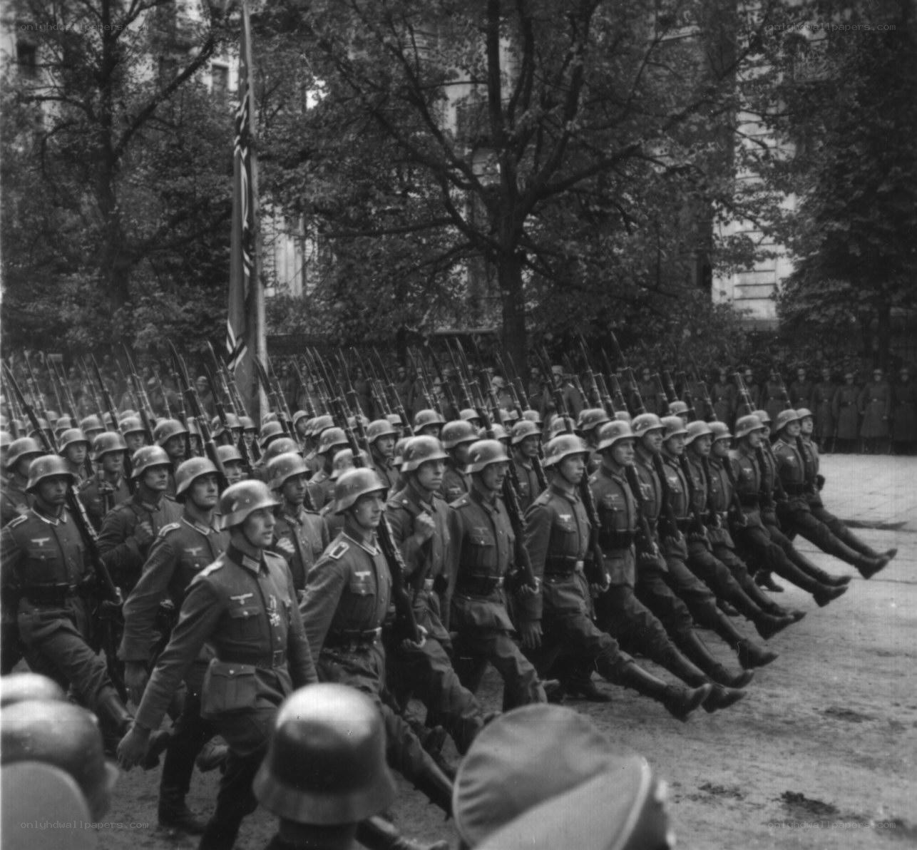 German soldiers marching in formation