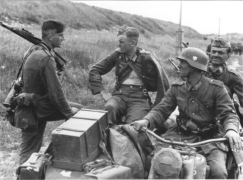 German Soldiers on Motorcycle — Black