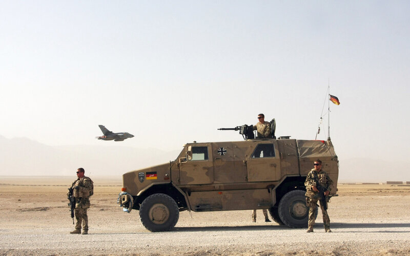 German soldiers with armored vehicle
