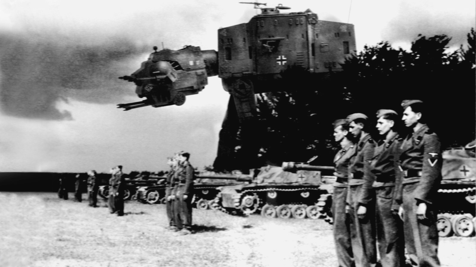 German soldiers with AT-AT walker