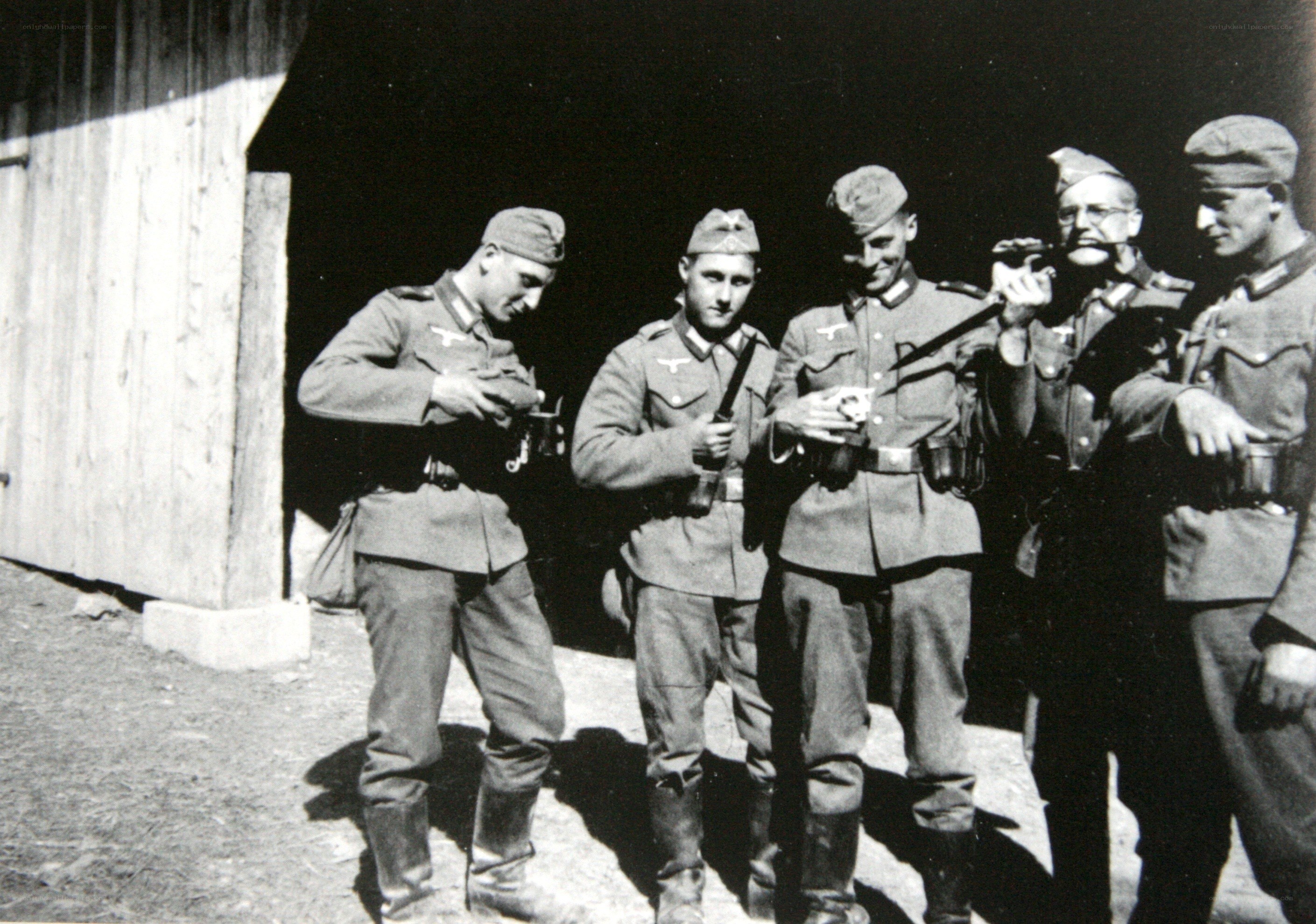 German soldiers with equipment