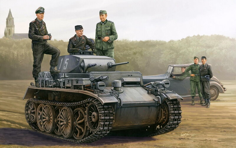 German Soldiers with Tank — Green
