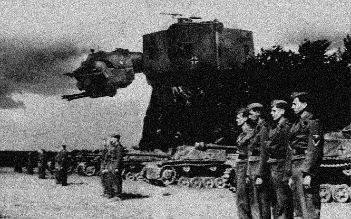 German soldiers with tanks and walker
