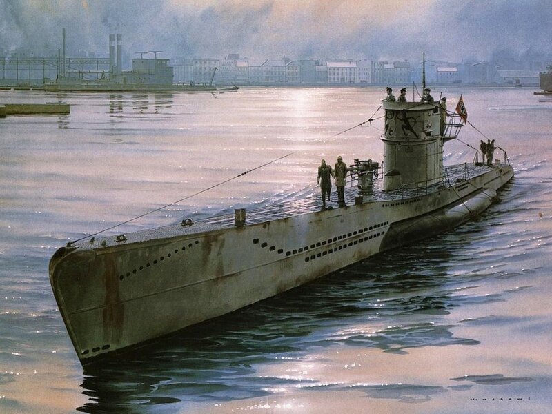 German Submarine in Harbor