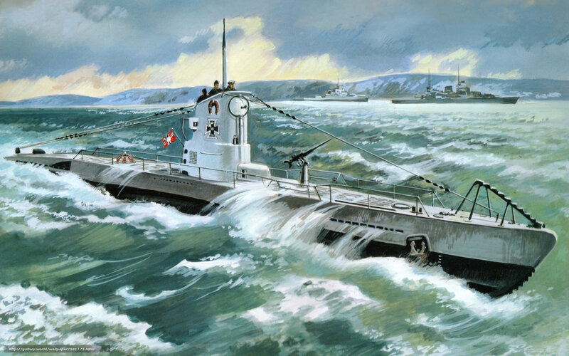 German submarine in rough seas