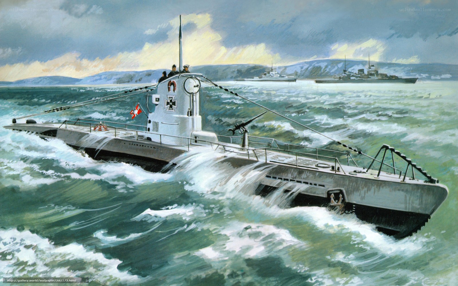 German submarine in rough seas