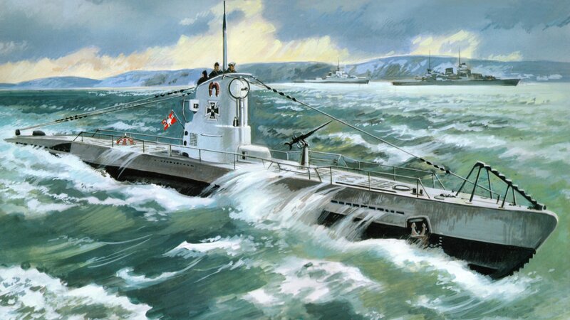 German Submarine in Sea