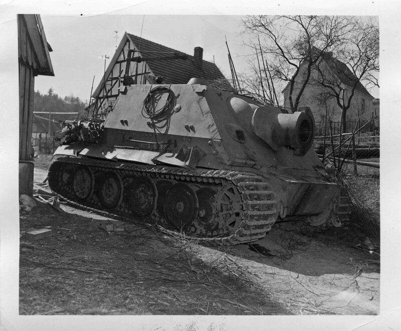 German tank in a village
