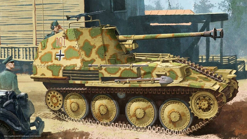 German Tank in Camouflage — Green