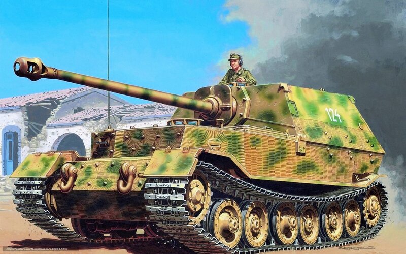 German Tank in Combat — Green, Dramatic, Afternoon