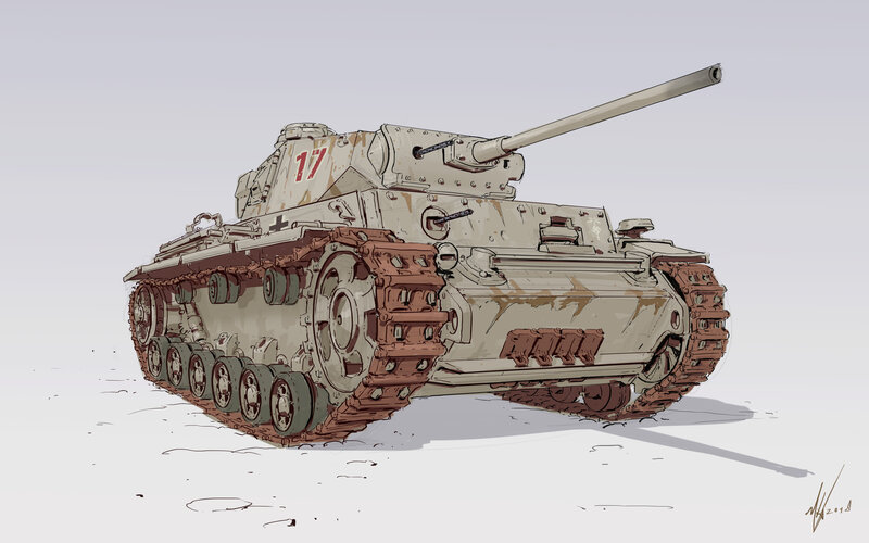 German Tank in Desert — Beige