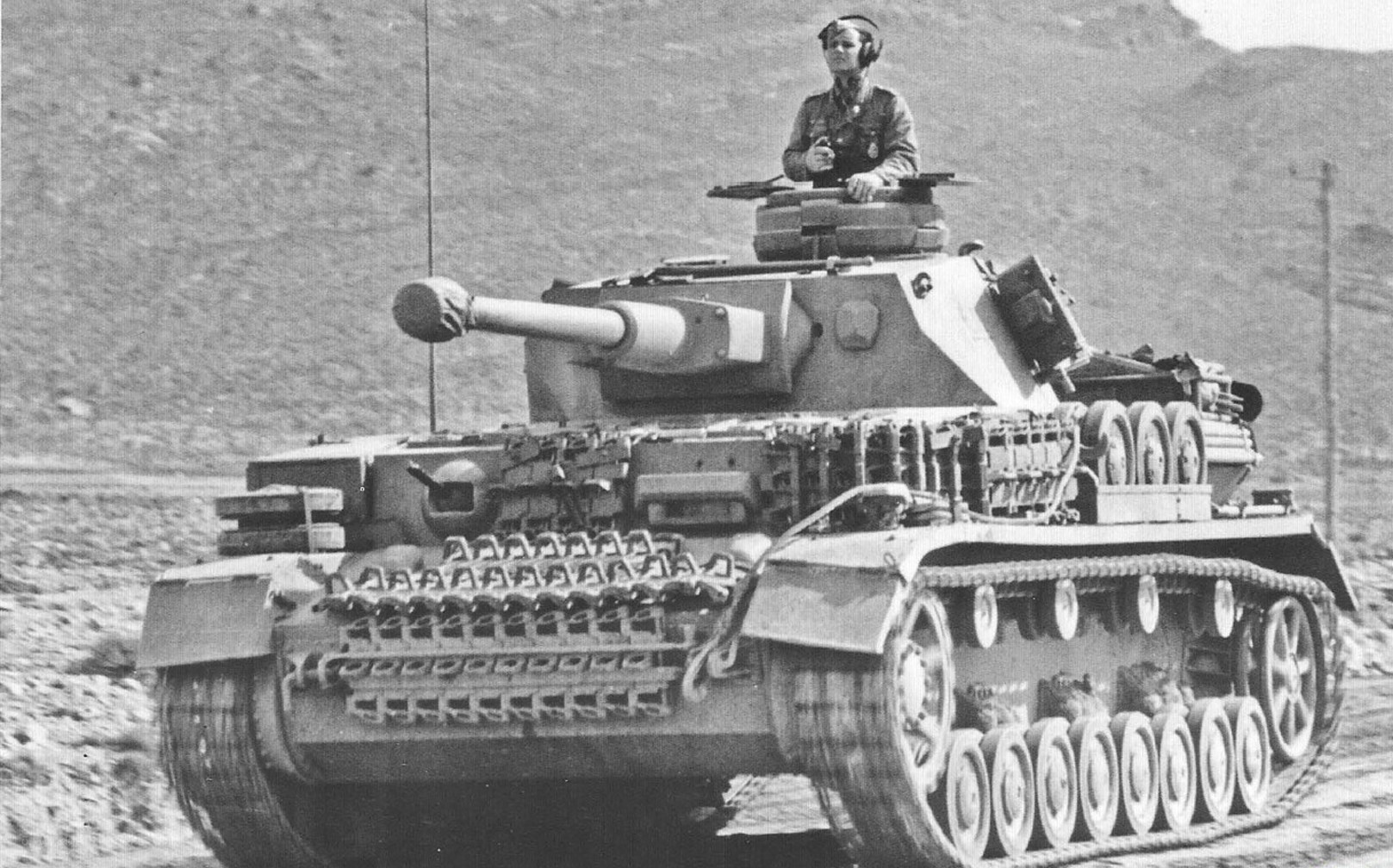 German tank in desert terrain