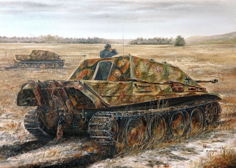 German Tank in Field — Green, Dramatic