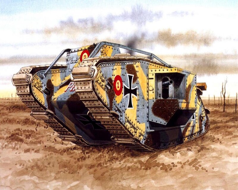 German Tank in Field — Yellow
