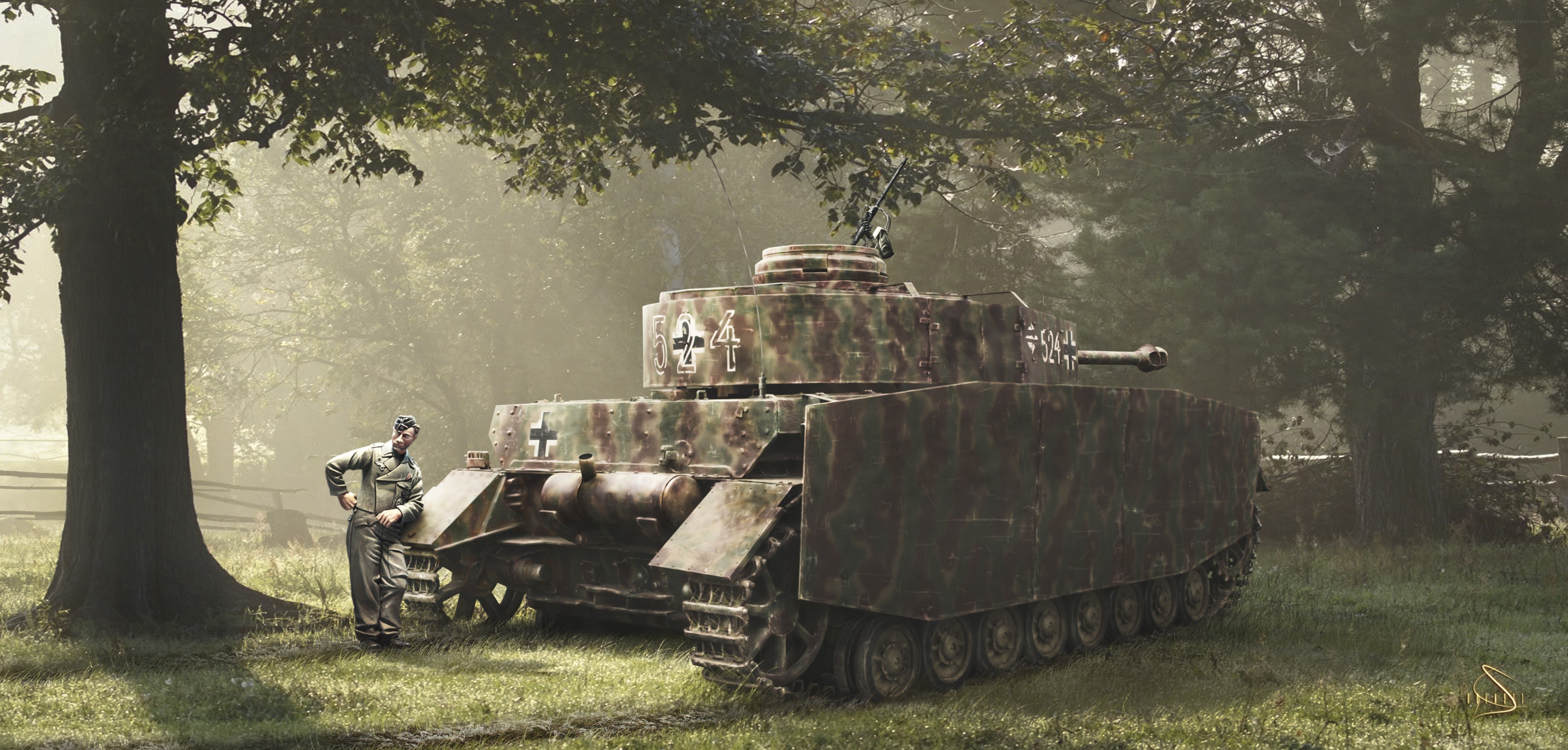 German tank in forest