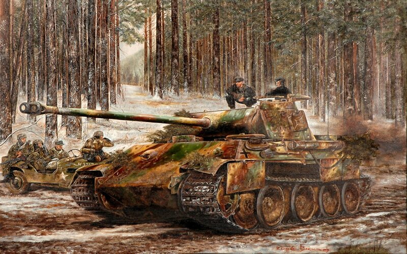 German Tank in Forest — Brown