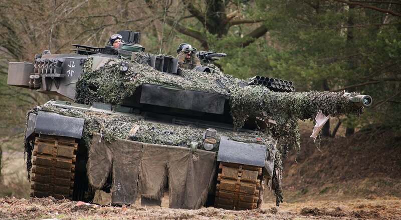 German tank in forest camouflage