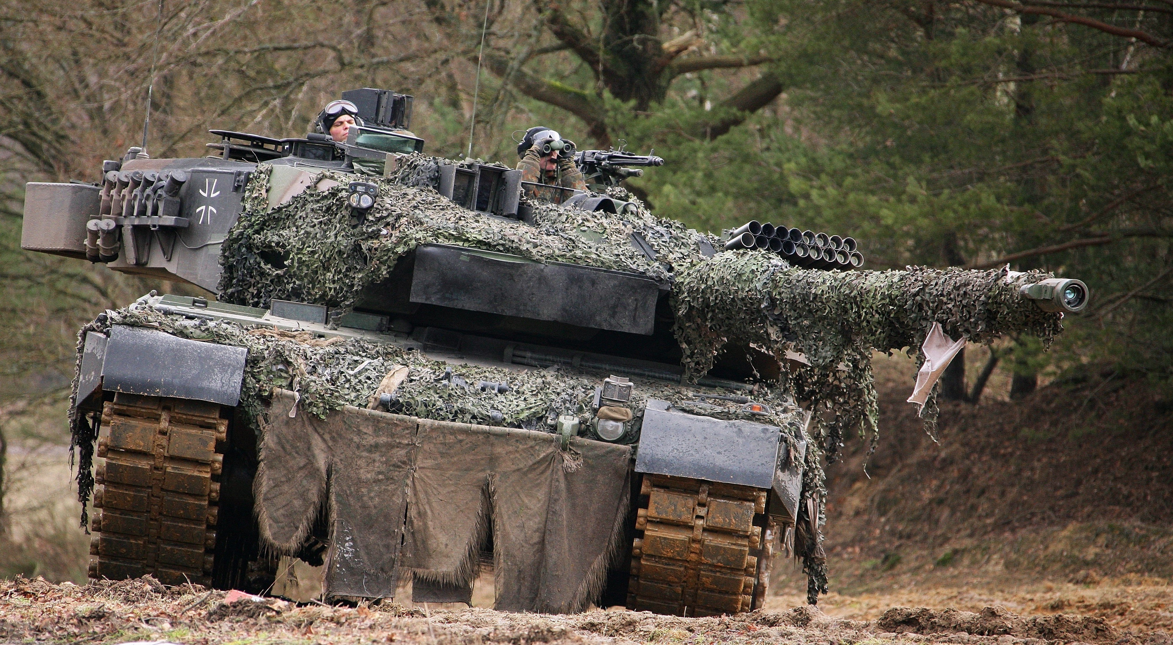 German tank in forest camouflage