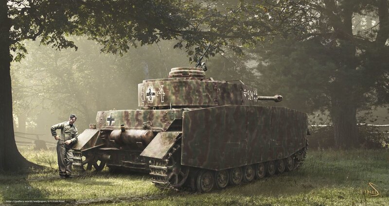 German Tank in Forest — Green, Dramatic, Morning