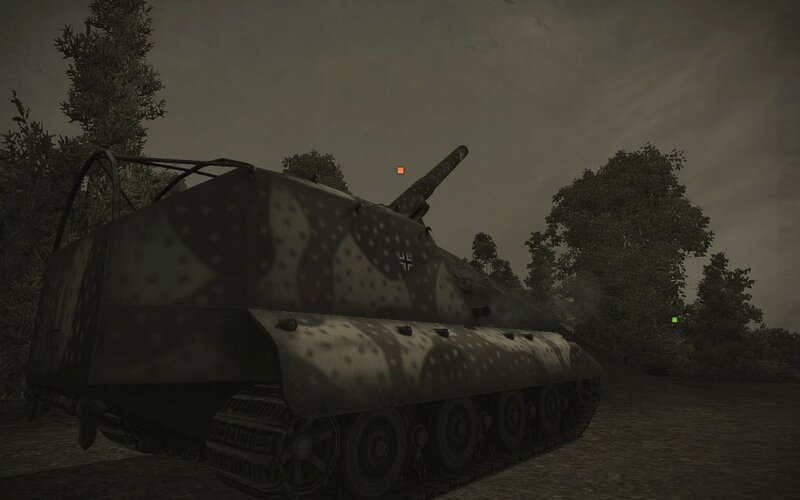 German Tank in Forest — Green, Somber