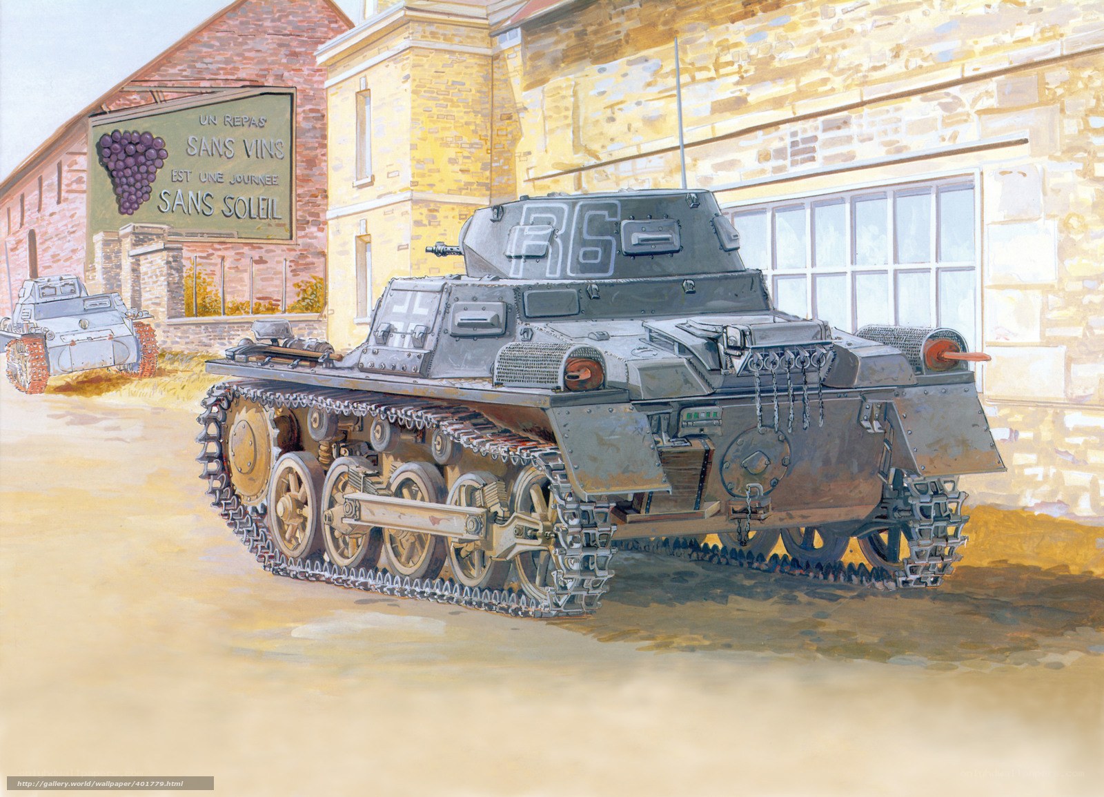 German tank in French village