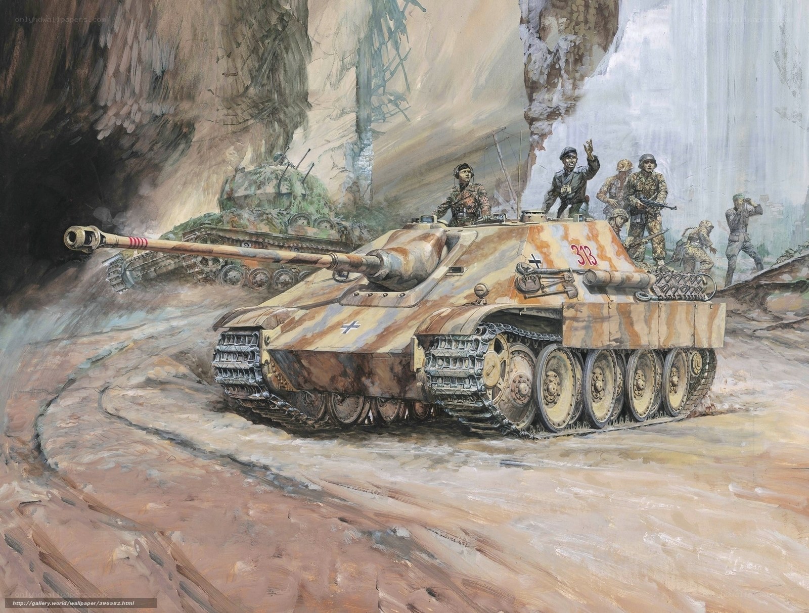 German tank in mountain pass
