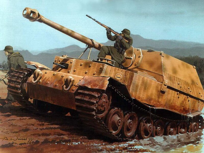German tank in muddy terrain